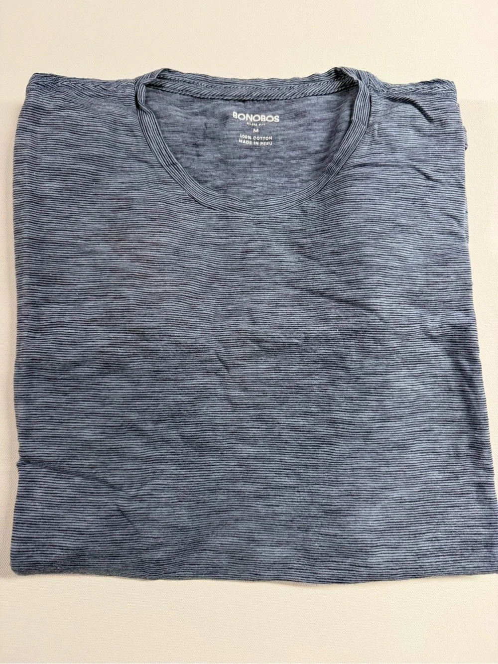 Bonobos Men's Navy Heathered Stripe Crew Tee